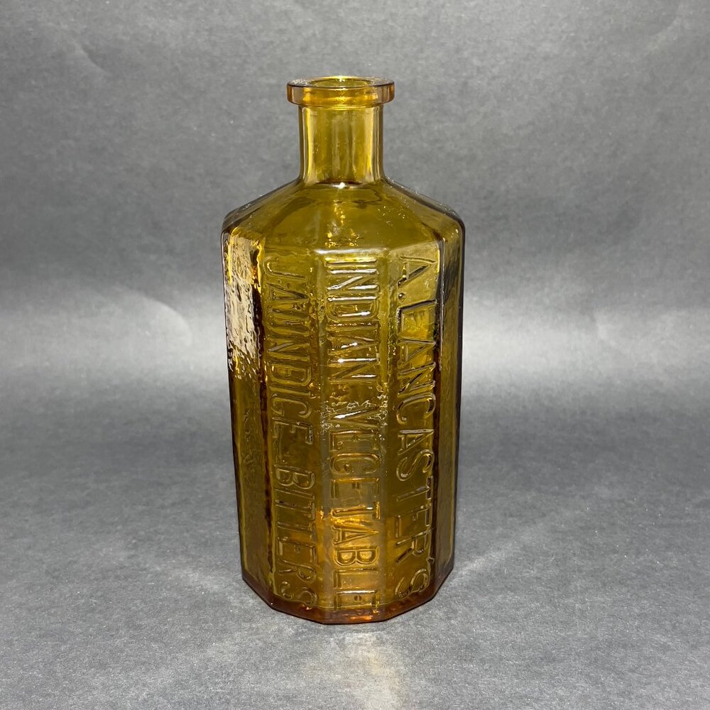 Vtg A Lancasters Wheaton Yellow Art Glass Bottle Quack Medicine Richmond VA